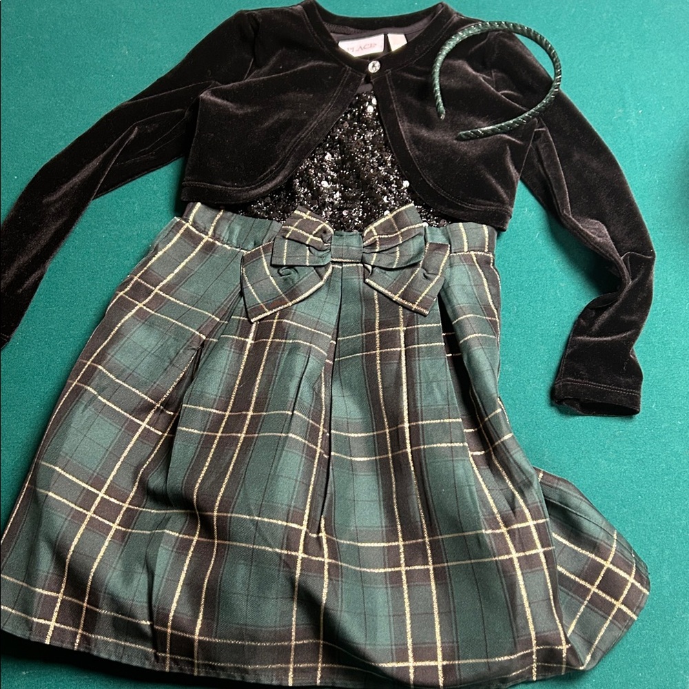 Green and black dress